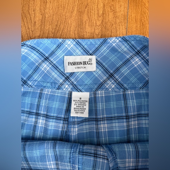 Vintage 90s Y2K Blue Plaid Mini Skort Snap Side Stretch - Picture 9 of 11